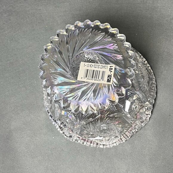 LE Smith Aztec Heritage Compote Iridescent Carnival Glass Whirling Star Pattern - Picture 9 of 14